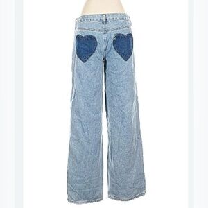 Ashley Mason Blue Heart Back Pockets Straight Wide Leg Jeans NWT
Size 5/27